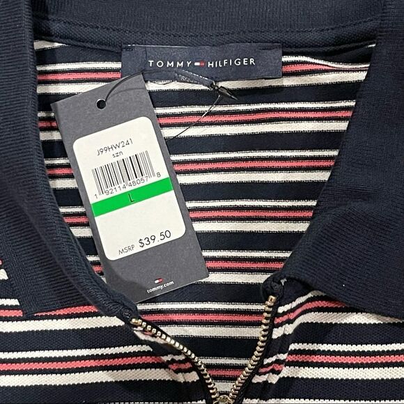 NWT Tommy Hilfiger Women's Striped Short-Sleeved Polo Shirt Top - Picture 5 of 6